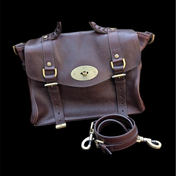 Mulberry Handbags - Mulberry Brown and Gold Leather Alexa Purse